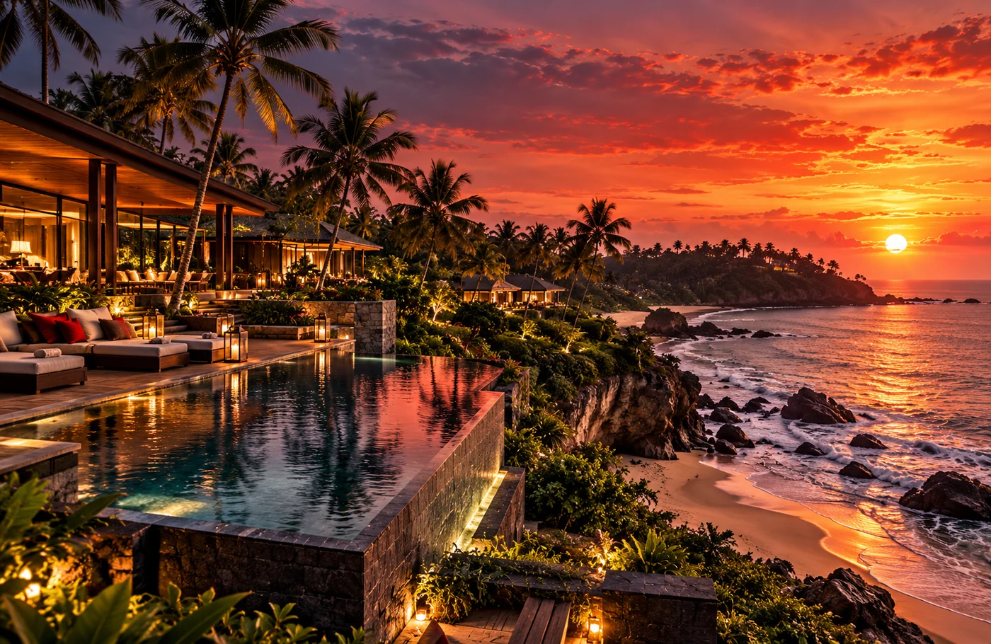 Illustrative luxury coastal travel destination